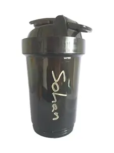 Customizable Protein Shaker Bottle, 500ml, Black with Stainless Steel Spring | BPA Free