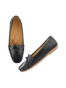 Shoetopia Upper Bow Detailed Black Loafers for Women & Gilrs /EU39
