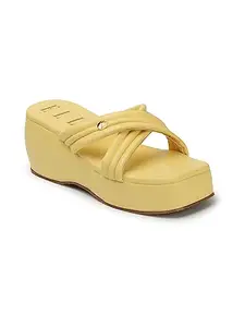 ELLE Women's Classic and Comfortable Espadrille Wedge Sandal for Office I Casual Use EL-UNI-W-152 Yellow 5 Kids UK