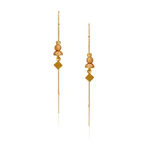 arch fashion Women's Traditional Sui Dhaga Earrings Gold and Micron Plated Long Earring, (Gold, Yellow) ERG2546