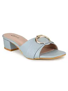 Shezone Shezon Women's Blue Color Heels (CH520_Blue_39)