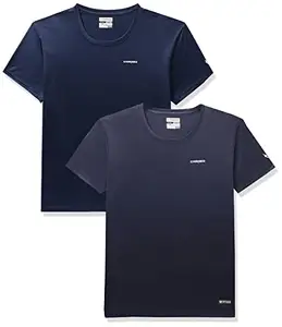 Charged Energy-004 Interlock Knit Hexagon Emboss Round Neck Sports T-Shirt Navy Size 2Xl And Charged Play-005 Interlock Knit Geomatric Emboss Round Neck Sports T-Shirt Navy Size 2Xl