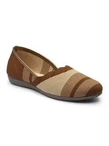 AROOM Footwear Casual Stylish Comfortable Flat Bellies Shoes for Women and Grils (Brown, 8)