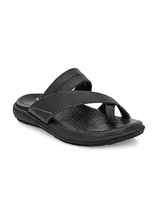 San Frissco Men's Sandal with Cushioned Footbed/Ultra Soft Lightweight Durable Chappal for Outdoor Use/Festive Ethnic Wedding Slip on Slippers for Men - 8 (Black) RR 011 BLACK-8.