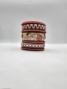 Fulki Cotton Thread Zari Bangles | Traditional Zardosi & Mirror Work | Floral 7 PC sets Chuda for Bridal Women and Girl | Handmade Jewelry for all Festive & Occasion
