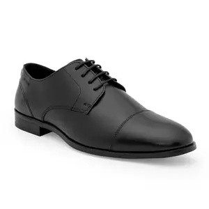 Red Tape Formal Derby Shoes for Men | Real Leather Shoes with Low-Cut Pattern Black