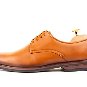CLIFF FJORD 5001-George Men's Synthetic Leather Lace Up Formal Derby Office Shoes (Tan, Numeric_6)