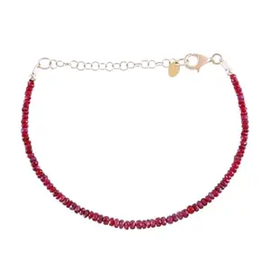 RRJEWELZ Ruby Rondelle Beaded Bracelet – Faceted 2mm Red Stones with Gold Lock – 7 Inch Adjustable link Bracelet for Men & Women|LCBR_RR_05899