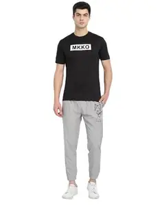 Lion Print Relaxed Fit Grey Trackpant Or Loose Fit Jogger with 2 Side Pockets for Men