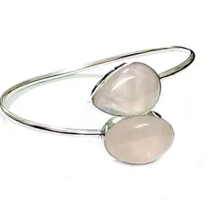 ASTROGHAR Natural Rose Quartz Crystal Kada Bracelet