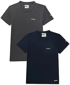 Charged Endure-003 Chameleon Spandex Knit Round Neck Sports T-Shirt Navy Size Small And Charged Pulse-006 Checker Knitt Round Neck Sports T-Shirt Graphite Size Small