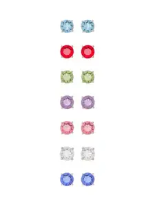 YELLOW CHIMES SWAROVSKI ELEMENTS 7 Days Earrings Set with 18K Platinum Plating in 7 Beuatiful English Colors in Elegant Box for Girls and Women