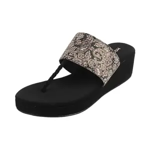 Mochi Women Black Wedge Heel Fashion Sandal UK/6 EU/39 (35-948)
