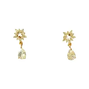 Women's Brass Stylish Latest Crystal Star Design Earrings (Golden)