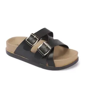 JUMPLITE Women's Black Rexene Flat Sandal - JL-C-3-BLACK_38