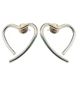Just In Jewellery Sterling silver Trendy Elegant small heart hoop style stud earrings for women & Girls
