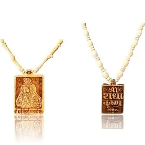 KAMADA CREATIONS Kamada Combination of Shri Bihari jipendant tulsi mala and exquisite hare krishna hare ram Tulsi (basil) mala,Spritual Pendant Necklace for Women and Men