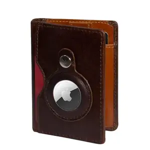 COTNIS Air Tag Wallet: Stylish RFID-Protected Minimalist Wallet with Integrated Air Tag Holder, Designed for Men and Women. (Brown/TAN)