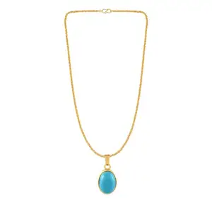 Memoir Brass Goldplated certified Turquoise Firoza Fashion Jewelelry rashi Ratan Pendant for Men women 9.3CTS OR 10.25RATTI (PCRR3506)