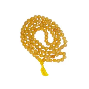 Divyapunj Original Yellow Hakik Mala | Natural Agate | 108+1 Natural Beads AAA Quality | 37 Inches Japa Mala for Unisex
