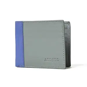 ASSESS Genuine Leather Wallet for Men with Contrast Panel RFID Protection Bi-Fold for Daily use Casual and Formal Purse for Men Perfect for Gifts Color - Grey