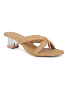 Inc.5 Women Beige Solid One Toe Block Heels