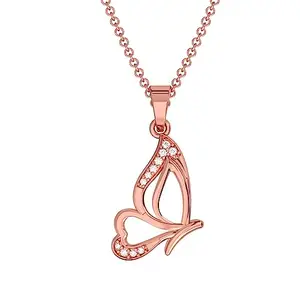 ZALKARI 0.2 Cttw Cubic Zirconia Diamond Butterfly Insect Theme Pendant Necklace In 14k White Gold Plated Sterling Silver with 18 Cable Chain | Authenticated Swiss Stone with 6 Months Warranty*