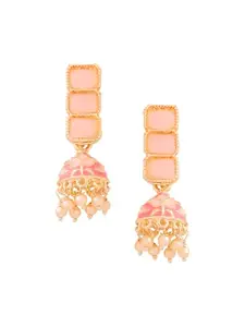 Yellow Chimes Meenakari Jhumka Earrings for Women | Traditional Gold Plated Pink Stone Jhumka Jhumki Earrings | Jhumkas for Girls | Birthday Gift for Girls & Women Anniversary Gift for Wife