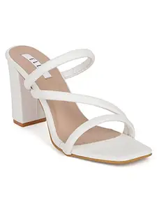Elle Women's Heel Sandals, White, 8