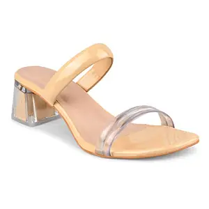 JM LOOKS Women and Girls Casual Comfortable Fashion Beige Block Heels Casual & Formal Occasions