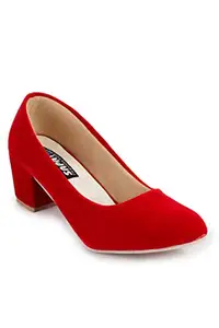 Sapatos Women's Red Suede Block Heels 37 EU