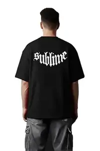 Ishkart Men's Oversized T-Shirt, 100% Cotton, Round Neck, Short Sleeve, Printed Chest and Back, Casual Summer Wear, S to 3XL