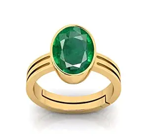 Kirti Sales Gems 8.25 Ratti Natural Emerald Ring (Natural Panna/Panna Stone Gold Ring) Original AAA Quality Gemstone Adjustable Ring Astrological Purpose for Men Women by Lab Certified
