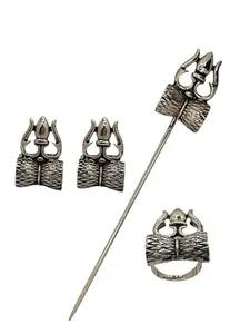 9blings Silver Oxidised spiritual Juda Pin With Earrings and Rings For Women