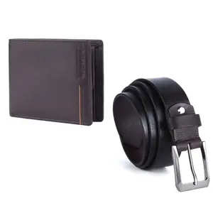 Massi Miliano Gift Hamper for Men | Wallet and Belt Men's Combo Gift Set | Men's Wallet | Leather Wallets for Men (VER03) (Brown)