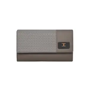 ESBEDA Gunmetal Color Wicker Pattern Wallet for Women