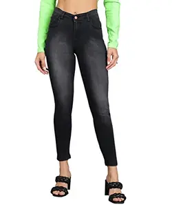 Urbano Fashion Women's Black Skinny Fit Washed Jeans (womjennvshd-03a-black-28)