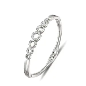 Shining Diva Fashion Valentine Gift For Girlfriend Latest Stylish Silver Plated Crystal Bangle Bracelet for Women and Girls (16232b)