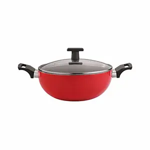 Home Puff Neelam Non-Stick Kadai with Glass Lid, 26 cm, 3.7 Liters (4 Coated)- Induction Friendly, Red price in India.