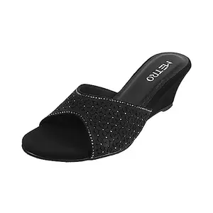 Metro Women Black Wedge Heel Fashion/Ethnic Sandal UK/5 EU/38 (41-116)