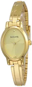 Sonata Quartz Analog Champagne Dial Stainless Steel Strap Watch for Women-NR8100YM02
