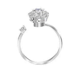 Vembley ADJUSTABLE SILVER CRYSTAL ROTATING RING