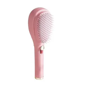 SukhGhar Self Cleaning Brush | One-Click Cleaning Comb and Brush | Massage Comb | Scalp Cleansing | Combs for Women and Men | Portable Telescopic Massage Comb (Pink)