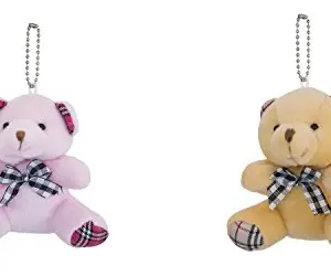 Gratitude Teddy Bear Keyrings & Keychains (Pink & Yellow_Pack of 2)