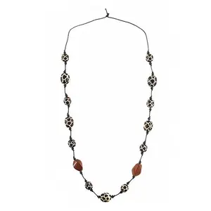 Handcrafted Wooden Beads Necklace in Striking Zebra Colors