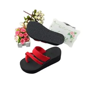 GLO GLAMP Women's Platform Chunky Heel Sandals, Solid Casual Outdoor High Heels (Red) (Size - 37)