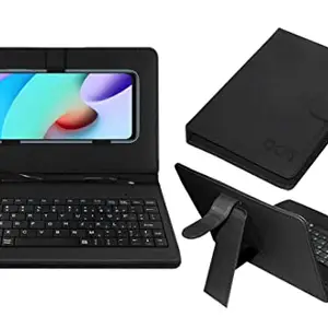 ACM Keyboard Case Compatible with Xiaomi Redmi 10 Mobile Flip Cover Stand Direct Plug & Play Device for Study & Gaming Black