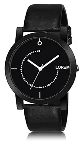 LOREM Black Sllim Analog Watch for Men LR49-UF
