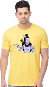 BZ-GIFZY Printed Men Round Neck Yellow T-Shirt () GF-669_Cartoon-maha_YE_M