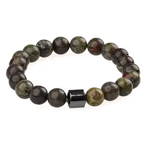THE MEN THING Mens Azurite Brown - Beads Bracelet With Natural Stone - 7 Inch Stretch Bracelet